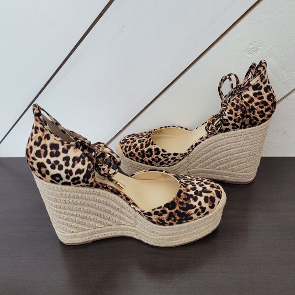 NEW Jessica Simpson Weyla Wedge Wrap Sandals Natural Leopard 7.5M - Picture 7 of 10